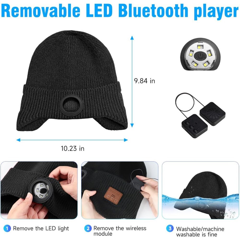 Bluetooth Beanie Hat With Light, Rechargeable Wir… - image 7